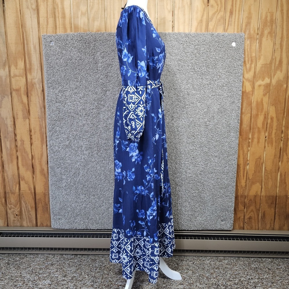 Celina Moon Floral Maxi Dress Long Sleeve Boho Size Small Blue Printed NWT - Picture 7 of 12